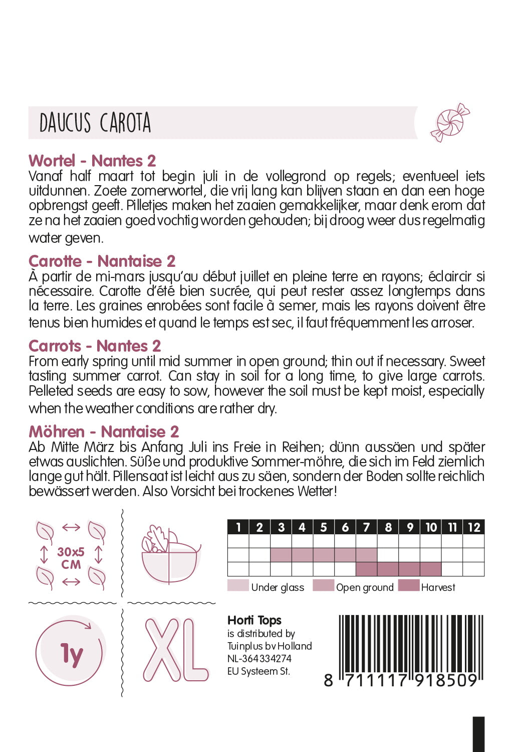 Carrot - Nantes 2 -  500 pelleted seeds