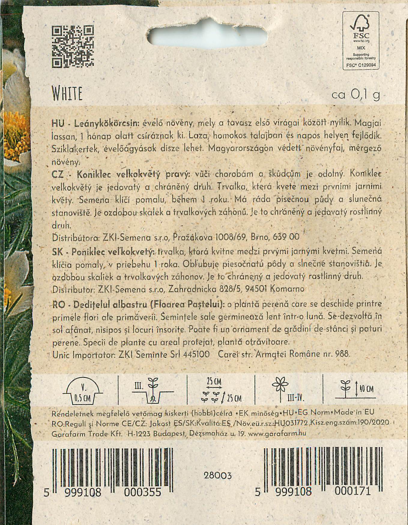 Pasqueflower - Wit - 0,1g
