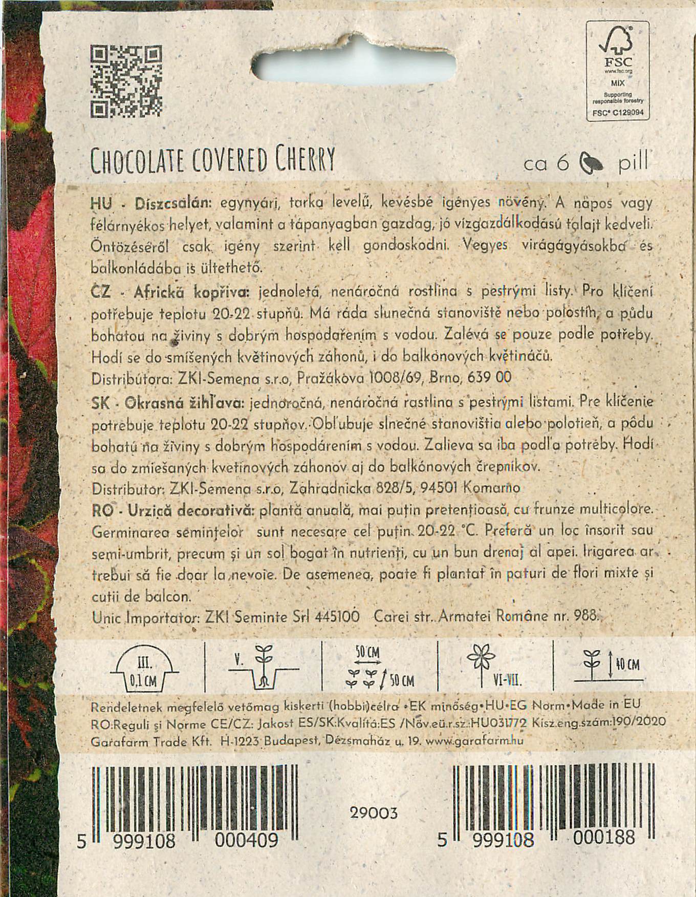 Coleus - Chocolate Covered Cherry - 6 Zaden