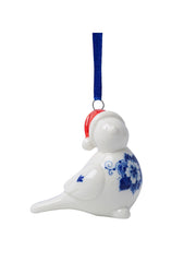 Kerstornament - Vogel met Kerstmuts - Links