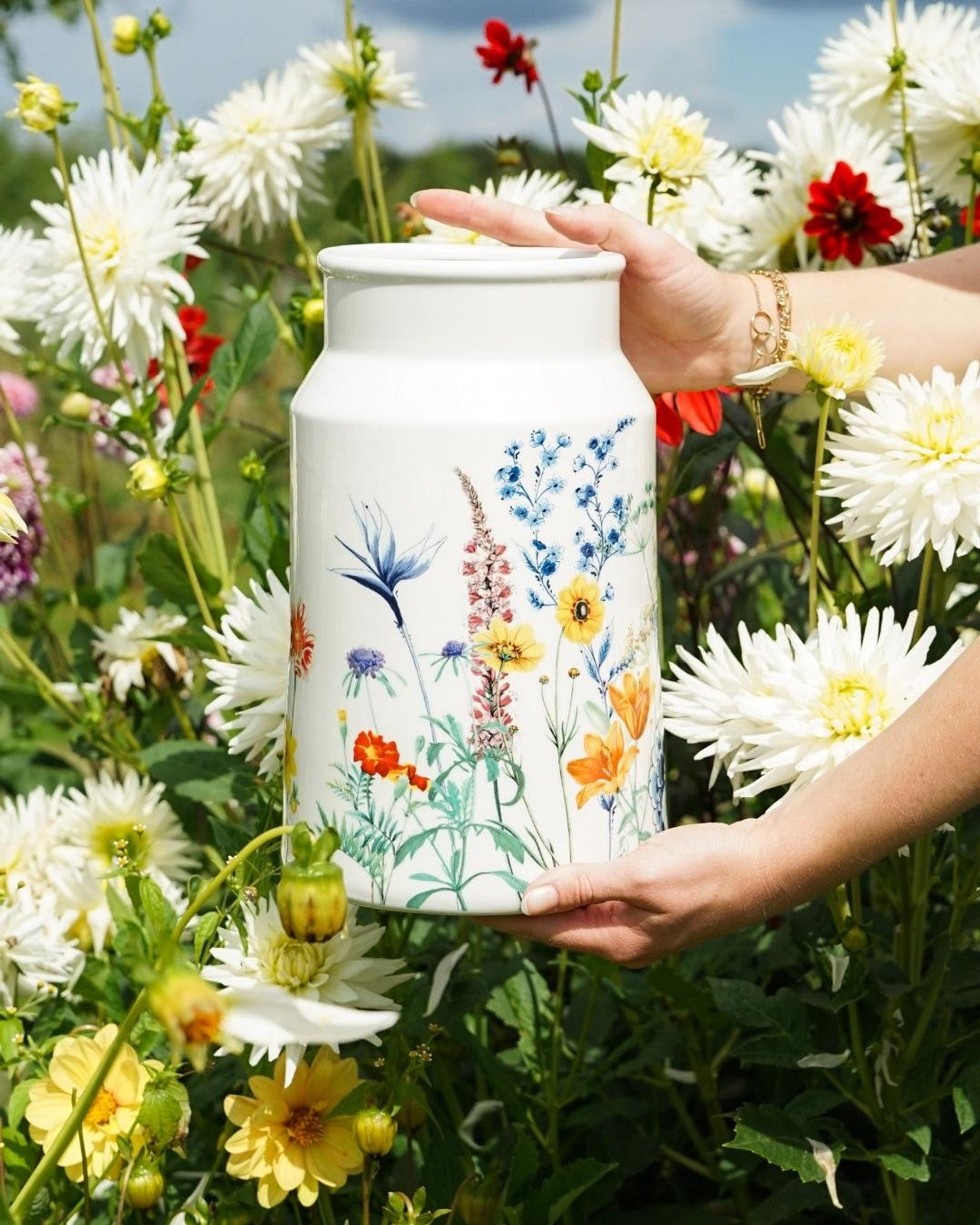 Milk Churn Vase - Flower Field - 30 cm