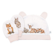 Little Forest - Woodland animal Newborn Hat and Mitten Set-1