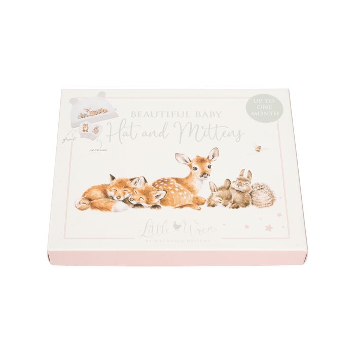 Little Forest - Woodland animal Newborn Hat and Mitten Set-3