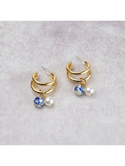 Pearl Earrings - Flower - Gold-1