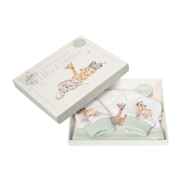 Little Savannah - African animal Newborn Hat and Mitten Set